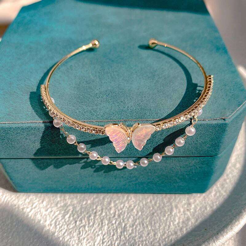 Sweet Colorful Butterfly Silver Color Rhinestone Adjustable Bracelets for Women New Harajuku Fashion Exquisite Jewelry Birthday Z260313