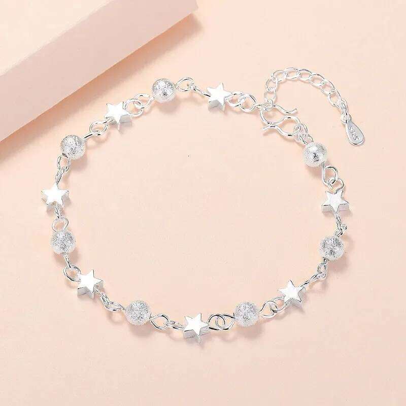 925 Sterling Silver Stars Bracelets For Women Fashion Korean Frosted Bead Bracelet Beautiful Party Wedding Jewelry Gift Z260313
