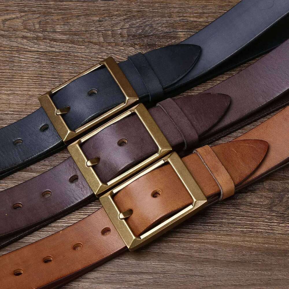 3.9CM Thickened Top Cow Genuine Leather Belts for Men Luxury High Quality Copper Buckle Vintage Jeans Cowboy Male Belt Z260226