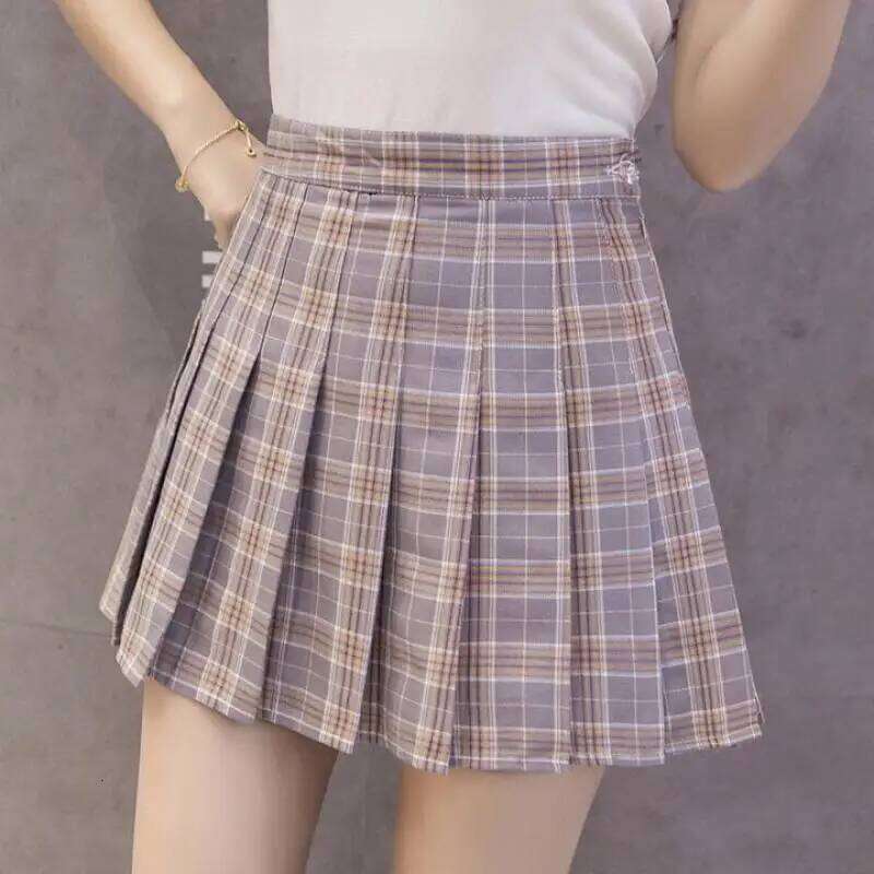 Zuolunouba Summer High Waist Women School Girl Faldas Pleated Plaid Slim Sexy Zipper Blue Mini Skirt Jupe Femme Z260314