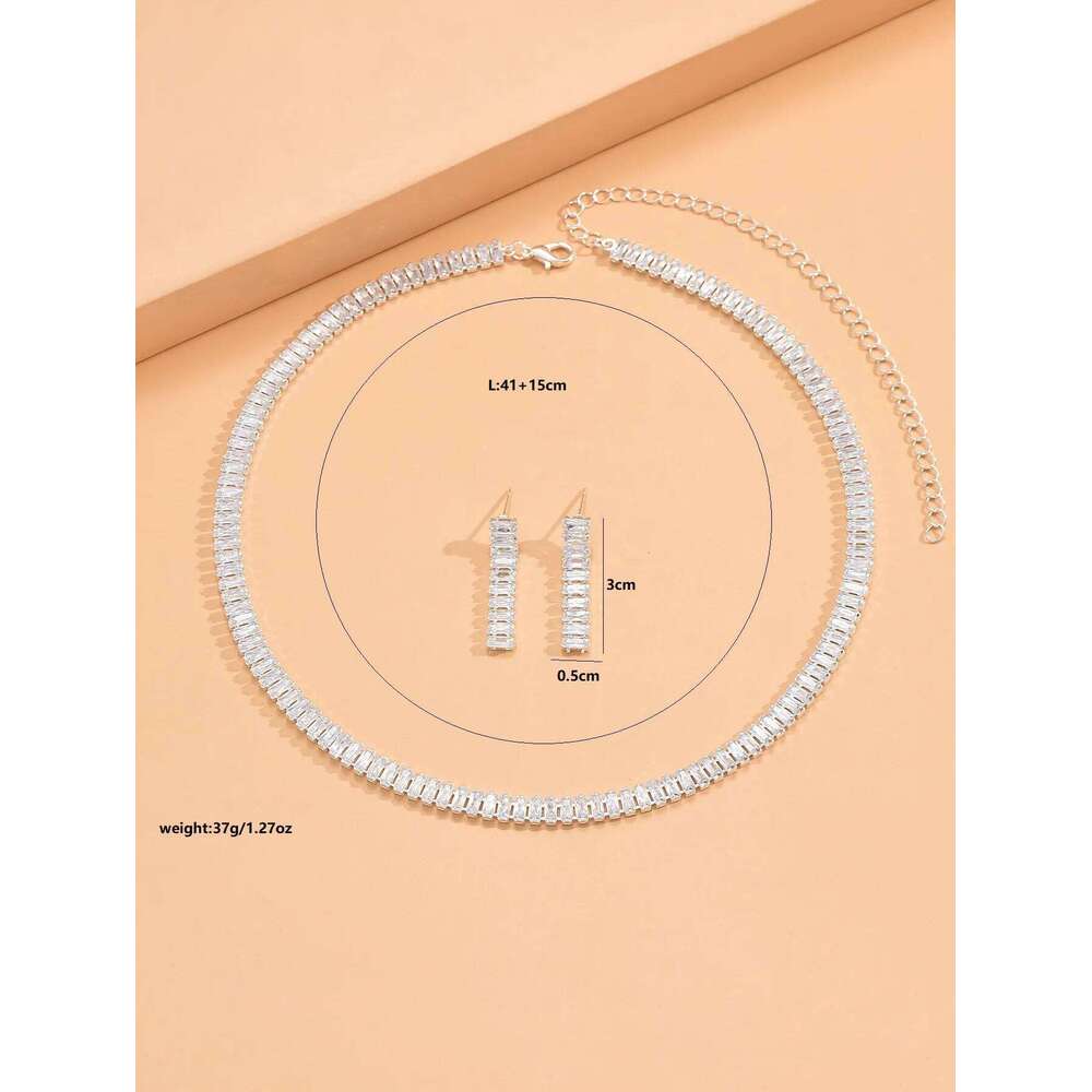 Women's Fashion Copper Claw Chain Zircon Series Set, Simple Versatile, Light Luxury and High End Jewelry Z260313