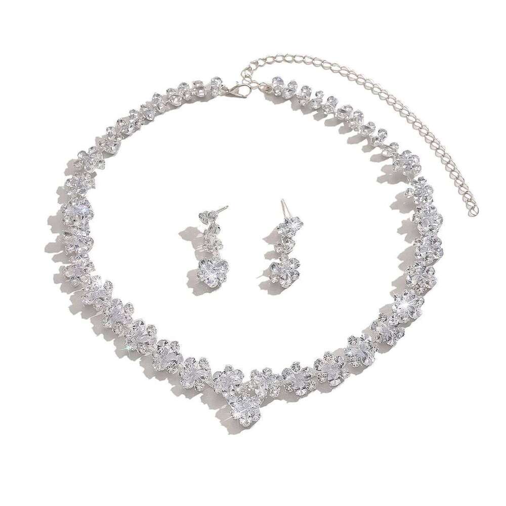 3PC Women's Fashion Zircon Flower Necklace Earrings Jewelry Set Sweet Wedding Party Festival Gift-8569 Z260313