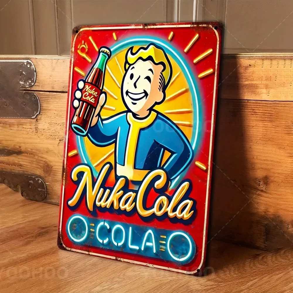 Wasteland Nostalgia Nuka Cola Sign Vintage Aluminum Wall Art for Game Room Man Cave D260314