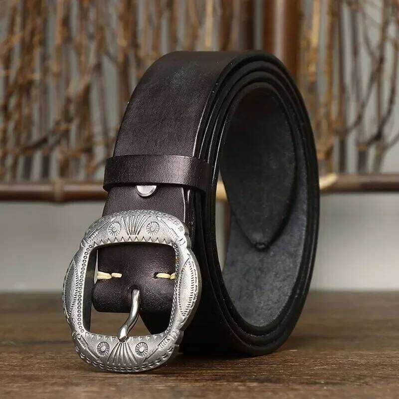 3.8CM Pure Cowhide High Quality Genuine Leather Belts for Men Brand Strap Male Pin Buckle Vintage Jeans Cowboy Cintos Luxury Z260226