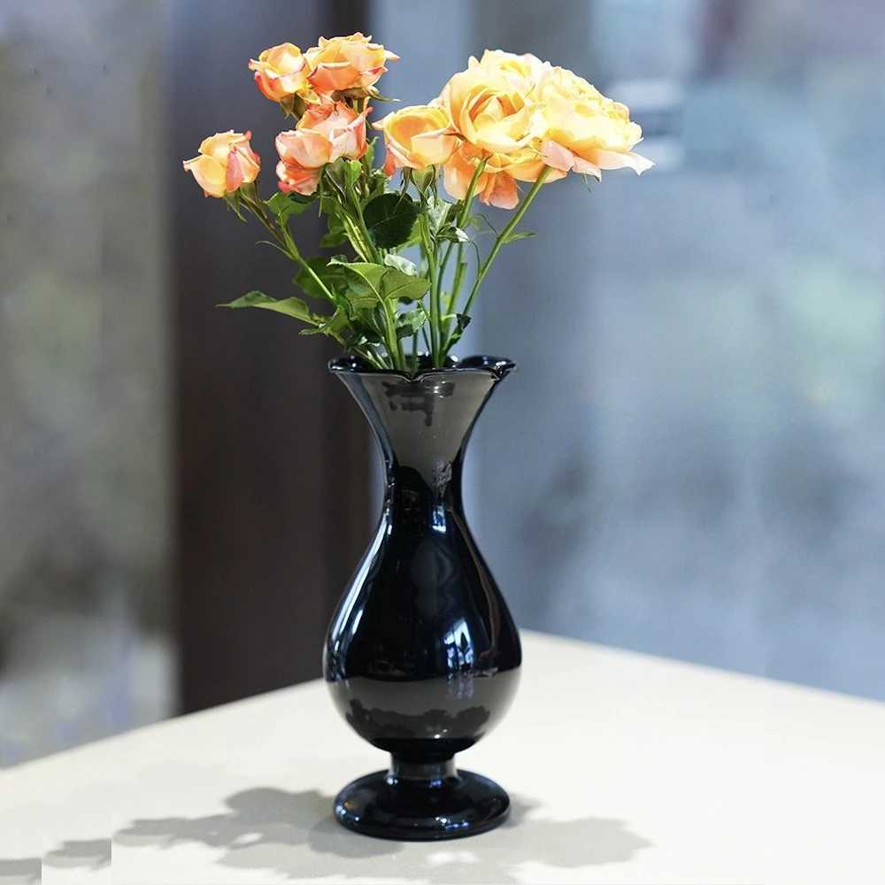 French-style Colored Transparent Glass Vase for Hydroponic Flower Arrangement Suitable As Dining Table Home Decorative Item Y260314