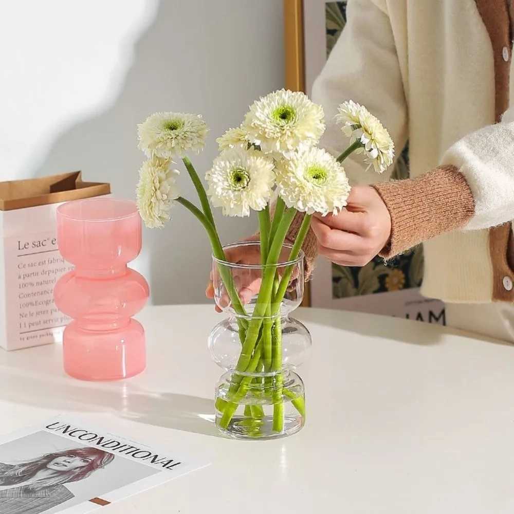 European Retro Glass Vase Water Nourishing Flower Arrangement Container Desktop Dining Table Flower Arrangement Vase Decoration Y260314