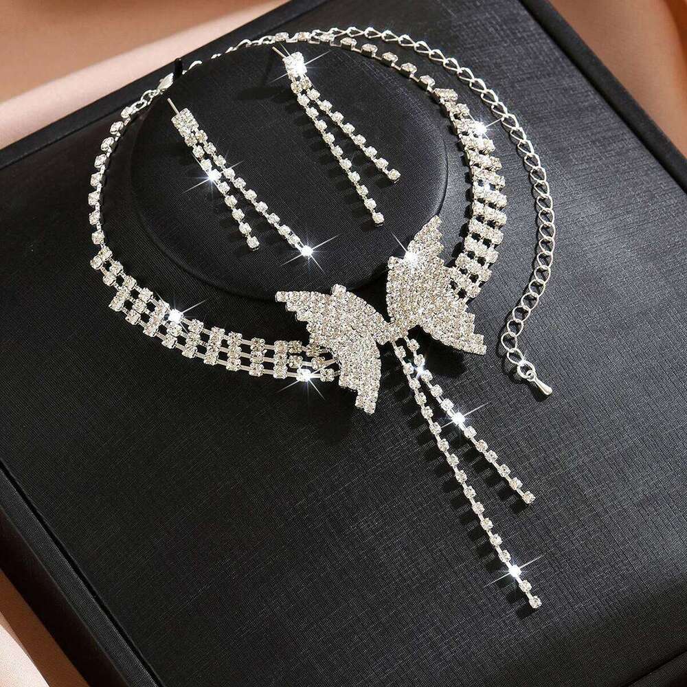 Wholesale of cross-border butterfly luxury necklaces, earrings, wedding dresses, versatile accessories for Europe and America Z260313