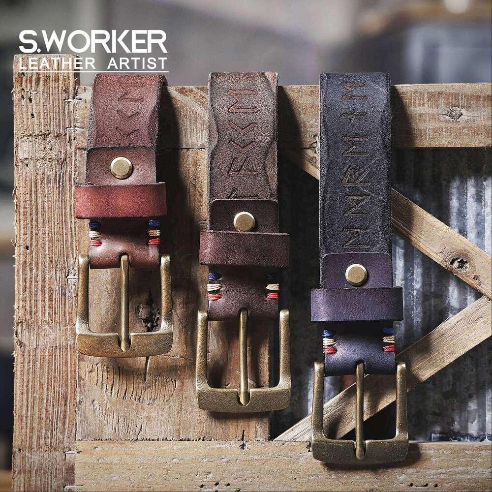 Vintage Genuine Men's Belt, Thickened Top-layer Cowhide Pin Buckle Belt With Gift Box, Pure Italian Leather High-end Z260226