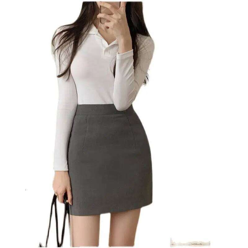 OL Professional Style One Step Skirt Short Women Autumn New Solid Temperament Simple High Waist Zipper Tight Wrap Hip Half Skir Z260314