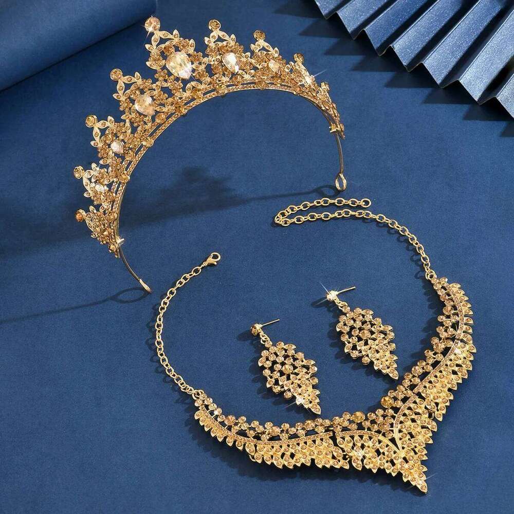 Ladies' fashionable water droplet design, gorgeous and elegant crown necklace, earrings, jewelry set Z260313