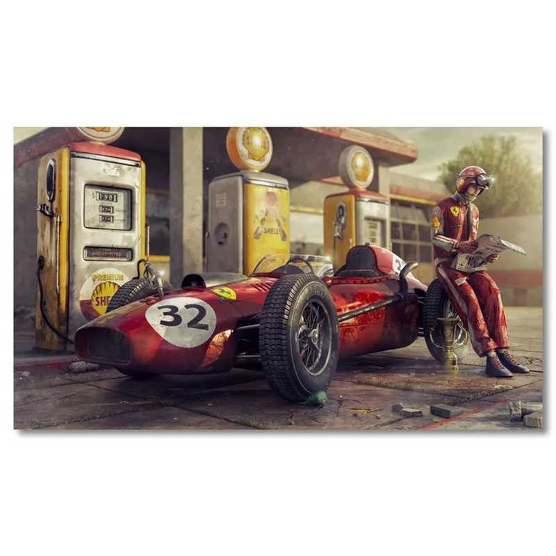 Vintage Car Poster Ferraris Classic Racing F1 Race Car Artwork Wall Art Picture Print Canvas Painting For Home Living Room Decor D260314