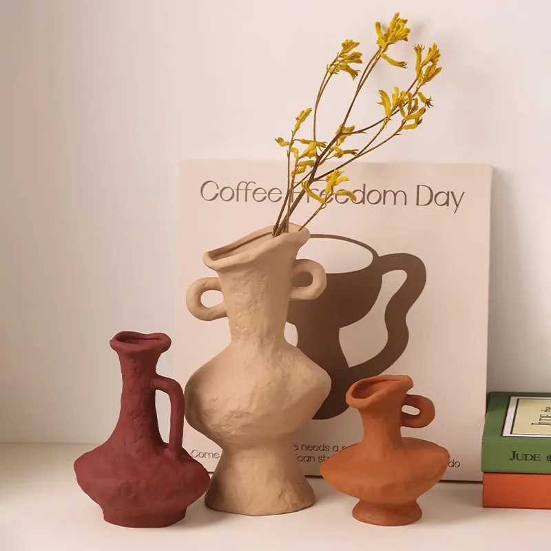Hydroponics Nordic Style Simple Flower Pot Ceramic White Vases Table Accessories Bathroom Aesthetic Room Decoration Y260314