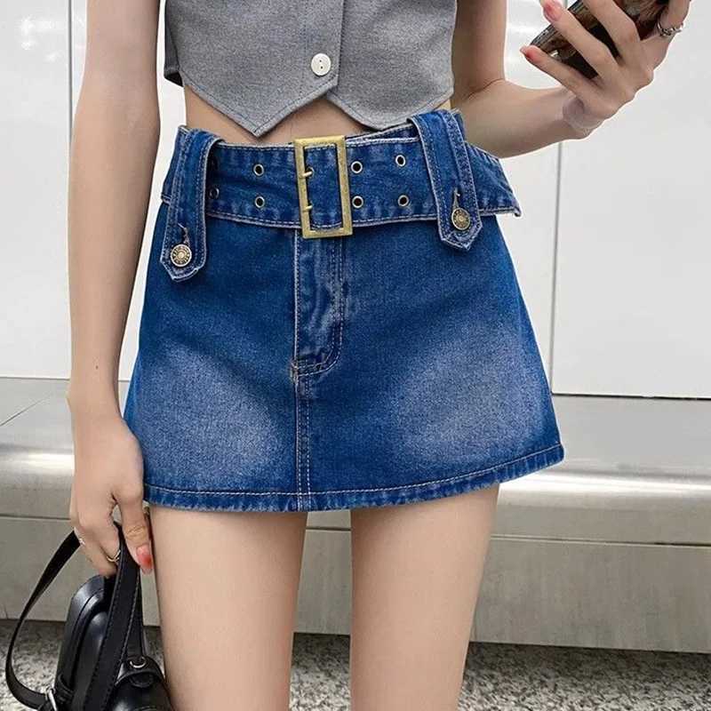 s Fashion High Waist Denim Skirts Summer New Lady Retro Mini Skirts Women Chic Korean Thin Short Jeans Dress M260314