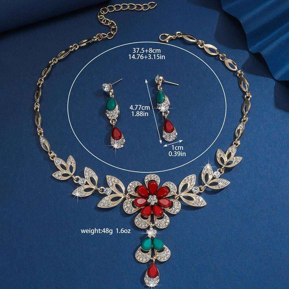 3PC Women's Fashion Flower Series Necklace Earrings Jewelry Set Suitable for Wedding, Party, Festival Gifts Z260313