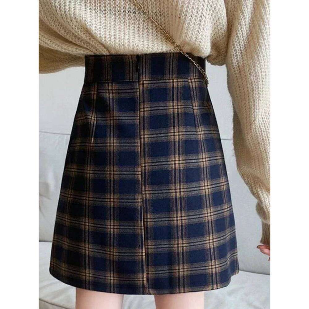 Casual Plaid Mini Skirts Women High Waist Sweet Girls Style Students Cloths A-line Autumn Fashion Korean Version Simple Soft Z260314