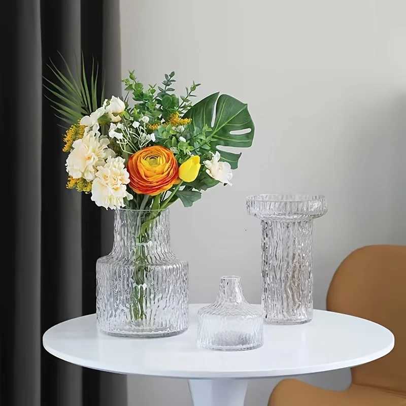 Handmade Glacier Textured Glass Vase 8cm/315inch Caliber for Wide-Mouthed Floral for Decorating Living Rooms and Dining Tables Y260314