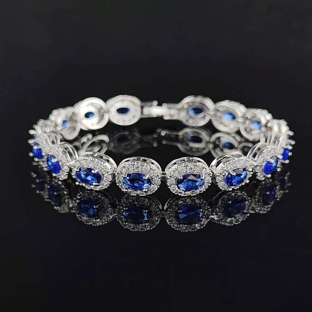 2024 New Luxury Blue Red Green Black silver Color Bracelet Bangle for Women Anniversary Gift Jewelry Wholesale S6923 Z260313