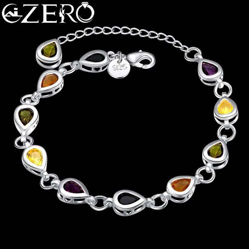Wholesale 925 Sterling Silver Noble Charm Bracelets Zircon Chain Crystal Jewelry Fashion for Women Wedding Lady Cute Z260313