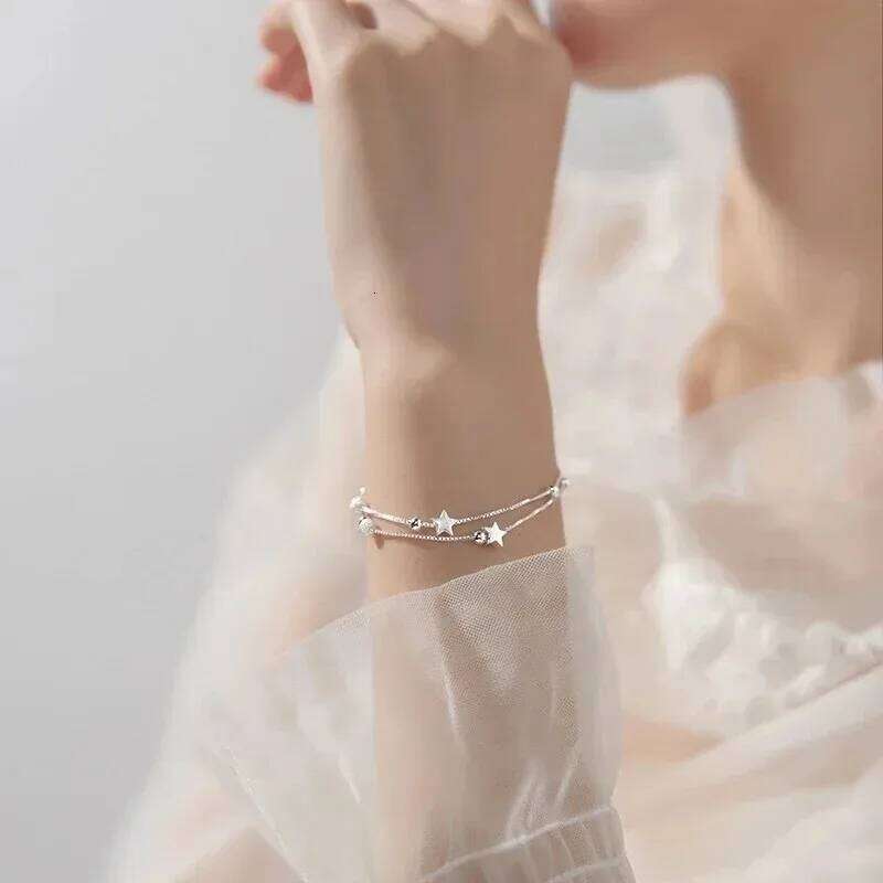 925 Sterling Silver Charm Bracelet for Women Fashion Korean Adjustable Beaded Star Chain Bracelets Party Fine Jewelry Gifts Z260313