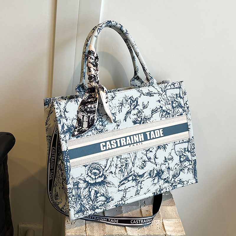 Luxury Flower Pattern Tote Bag For Women Large Capacity Elegant Commute Handbag Mother Bag