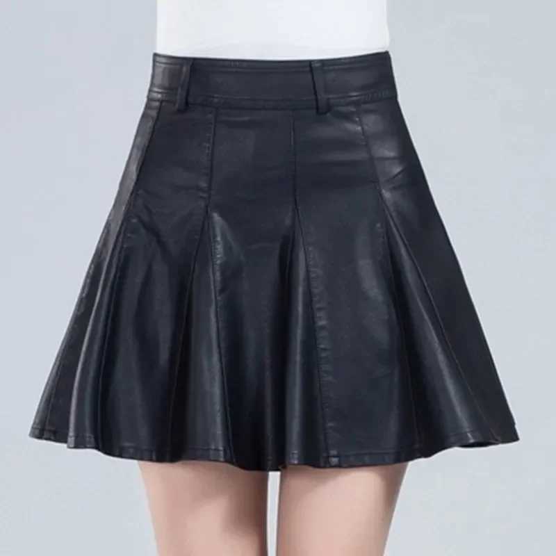 Woman Skirts Elegant Plus Size New Fashion Korean Style Genuine Real Leather Skirts High Waist Mini Skirt Womens Sexy Skirt M260314