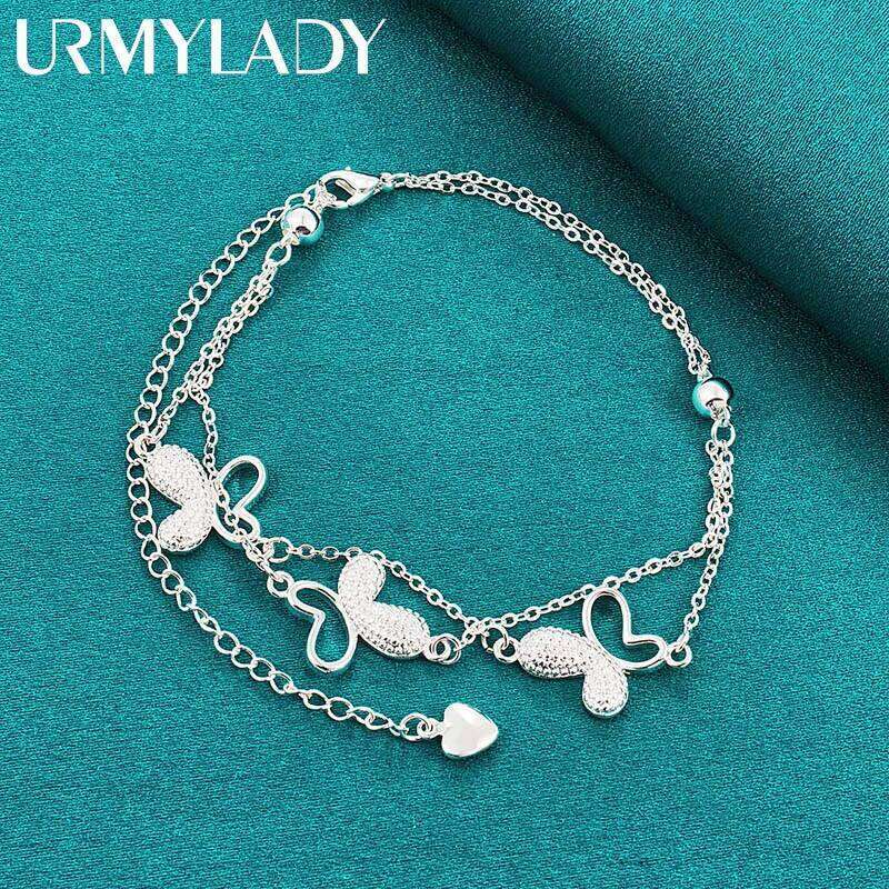 URMYLADY 925 Sterling Silver Butterfly Bracelet For Women Wedding Engagement Fashion Jewelry Z260313