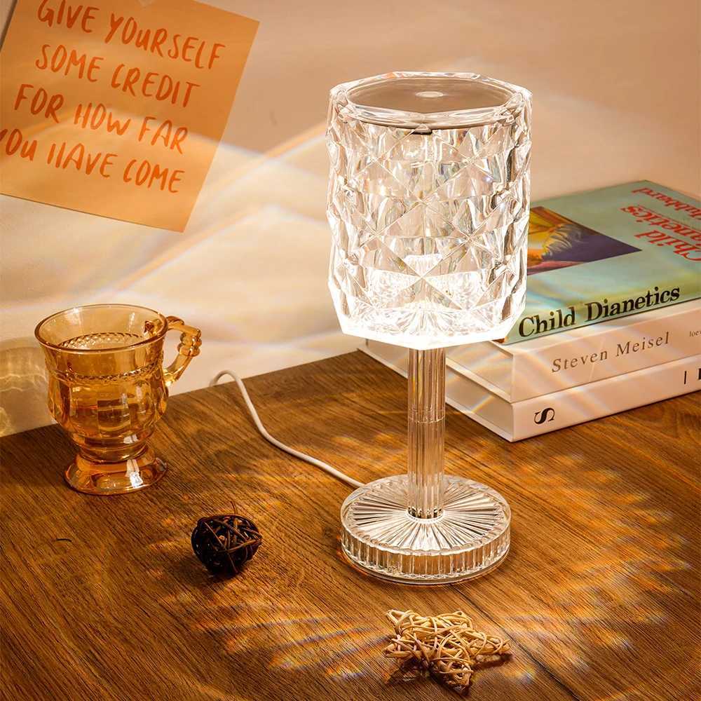 LED Rose Projector Light 3 Colors USB Plug Adjustable Romantic Diamond Atmosphere Bedroom Desktop Decoration Night Light Y260314