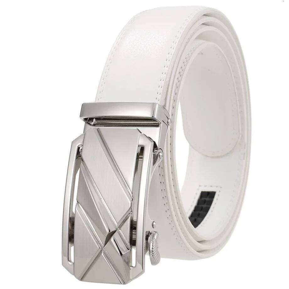 Genuine Leather White Belt For Men 2024 Cowhide Luxury Male Waist Strap Suit Pants Formal Ceinture 3.5cm Width B994 Z260226