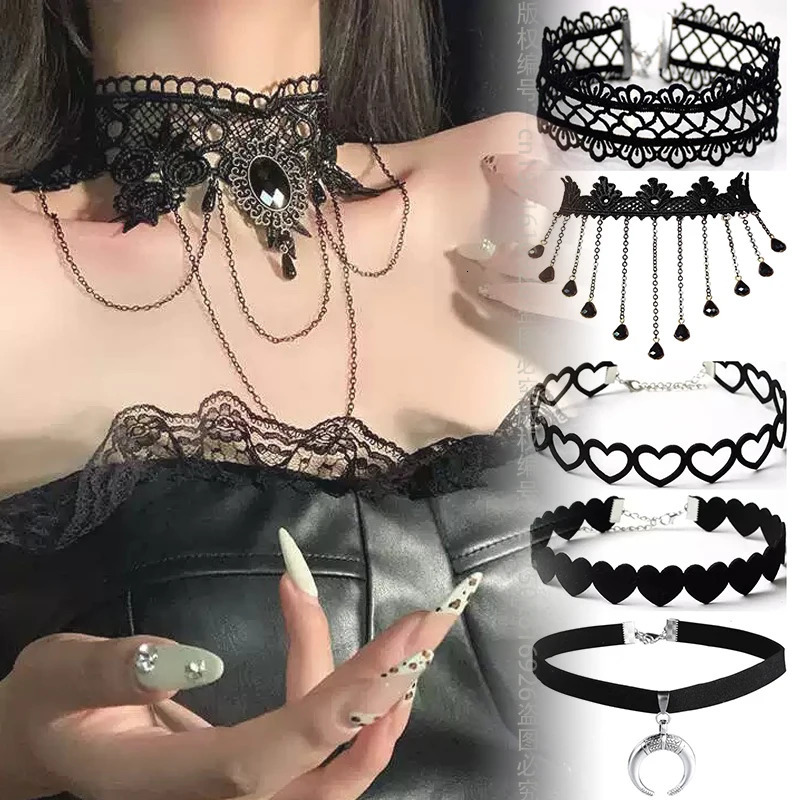 Girl Black Lace Choker Necklace For Women Trendy Neck Chain Collarbone Necklaces Punk Lolita Gothic jewelry For Girls Vintage 260312