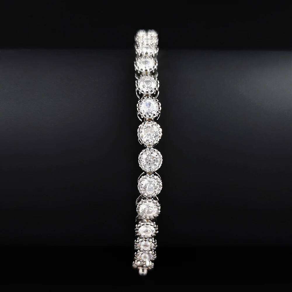 Luxury 4mm Round CZ silver color on hand Tennis Bracelet & Bangles For Women Jewelry Wedding Valentine's Day Gift S4785 Z260313