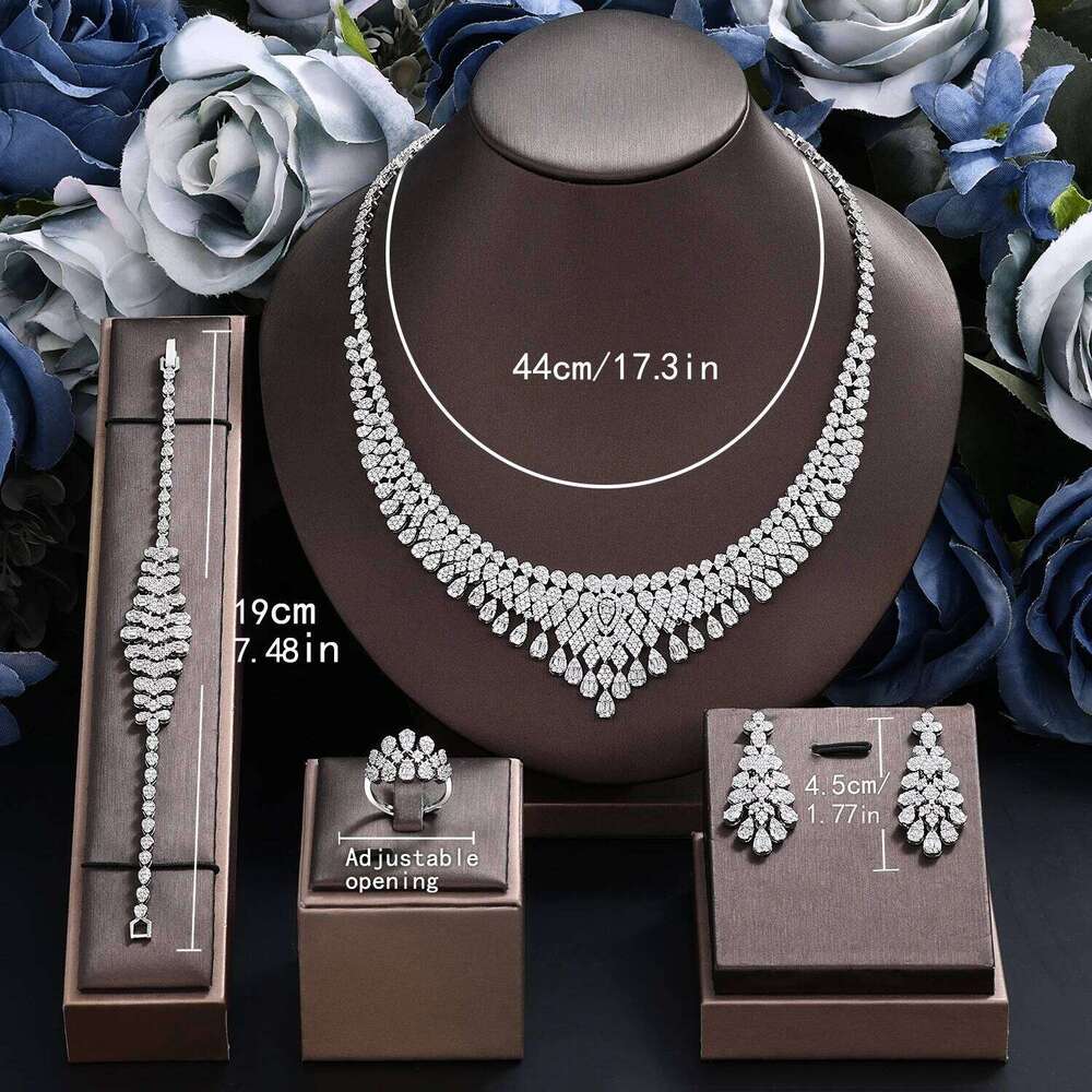 2024 New 4-piece Bride Zirconia Full Women's Party Luxury Dubai Nigeria CZ Crystal Wedding Jewelry Set Z260313