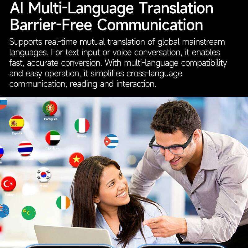 2026 New Al 8Mp HD Camera Video Voice Record Translation Photo Recognition WIFI Transmission BT Call Smart Glasses