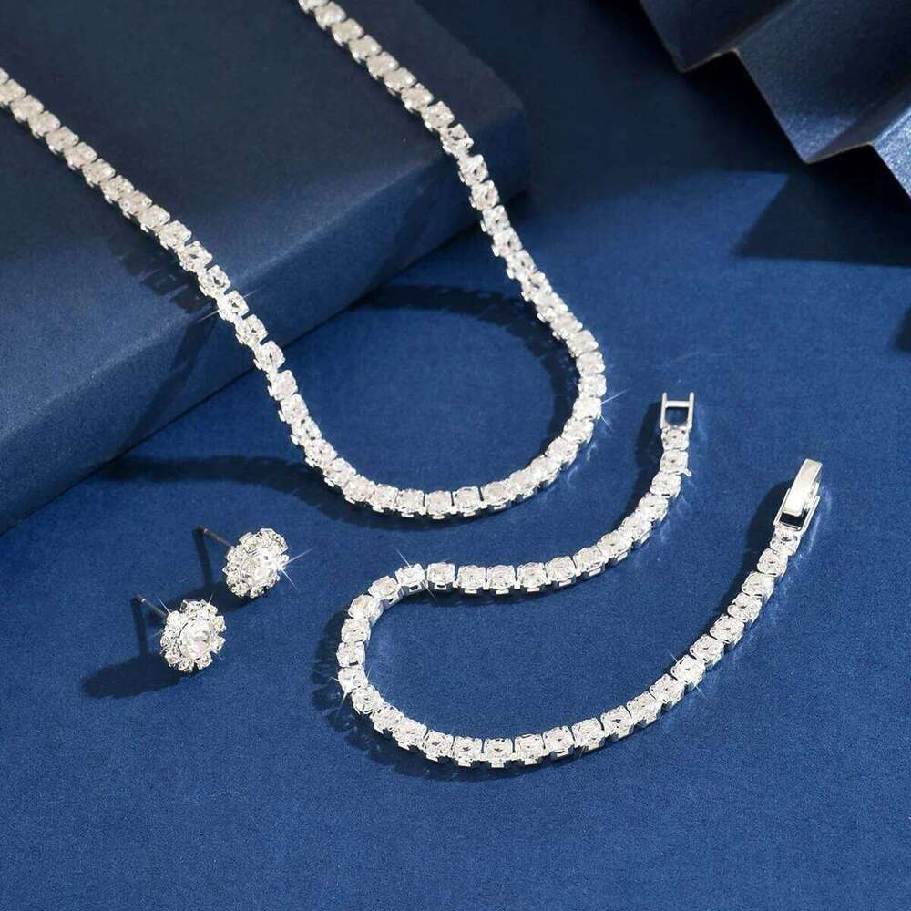 Ladies' fashionable, simple and versatile necklace, earring, bracelet, jewelry set suitable for daily wear, holiday gifts Z260313