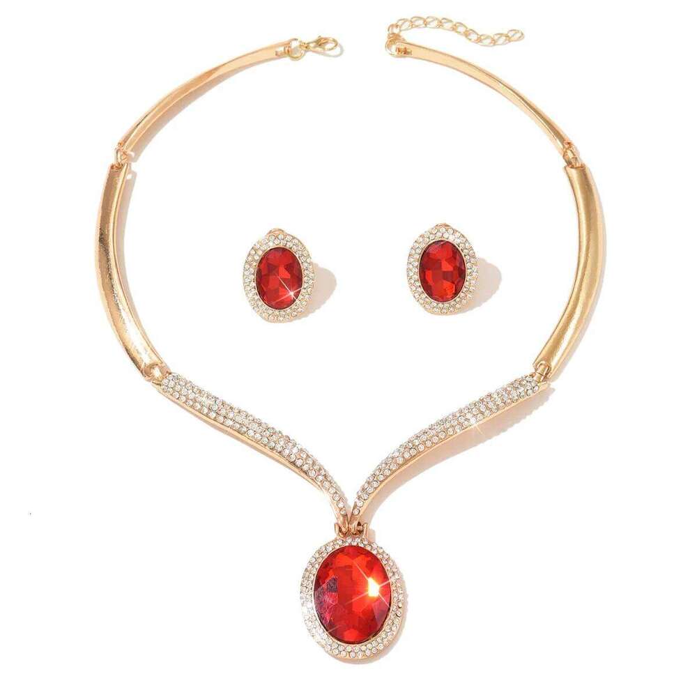 Cross border dress jewelry direct sales, European and American necklace earrings two-piece set, flower bride retro high-end set Z260313