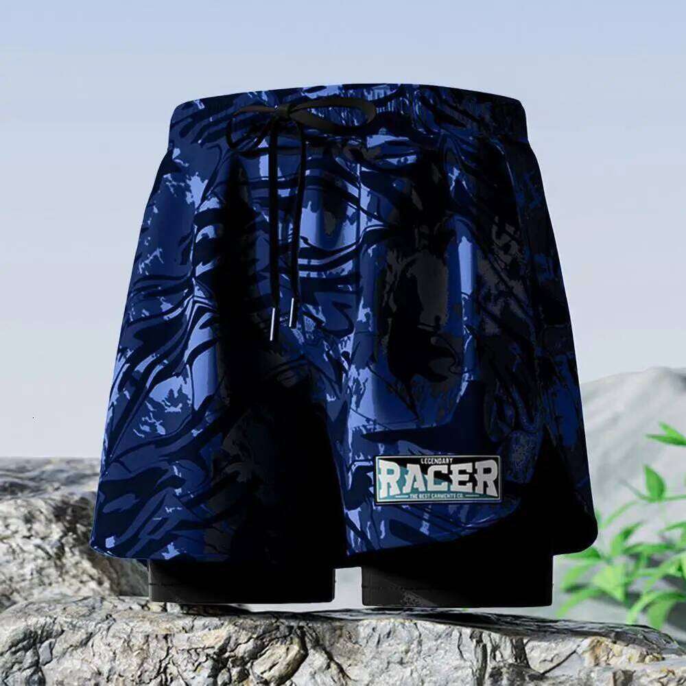 Men Summer Shorts With Supportive Compression Liner Pockets Printing Swimming Trucks Swimwear Z260314