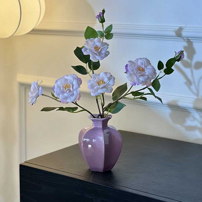 INS Ceramic Vase Aesthetic Flowerpot Nordic Plant Pot Desktop Bouquet Vases White Flower Bottle Wedding Home Desktop Decor Y260314