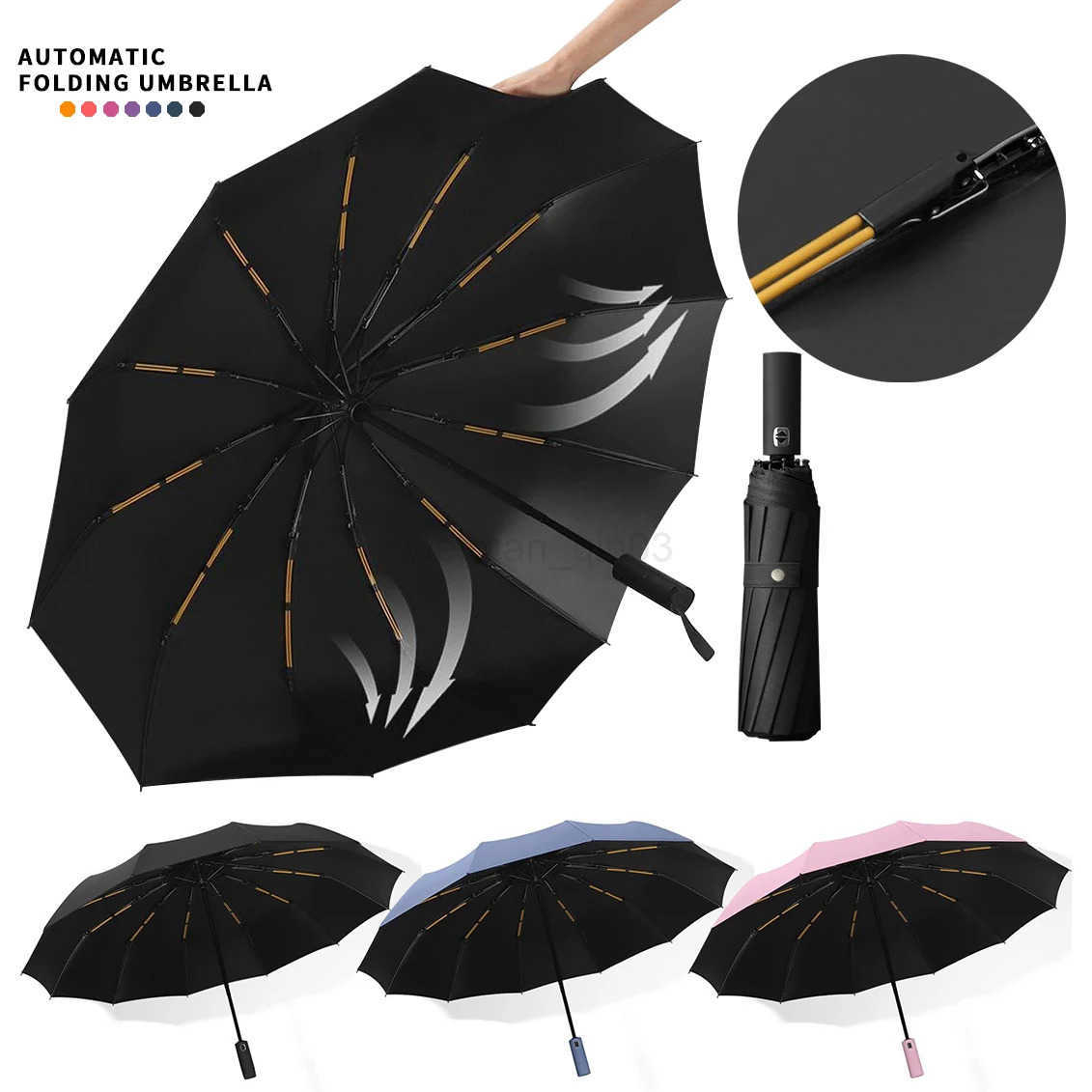 24 bone automatic folding umbrella Windproof sunshade Umbrella Mens and womens Luxury Business Umbrella Sunshade zwq H260314