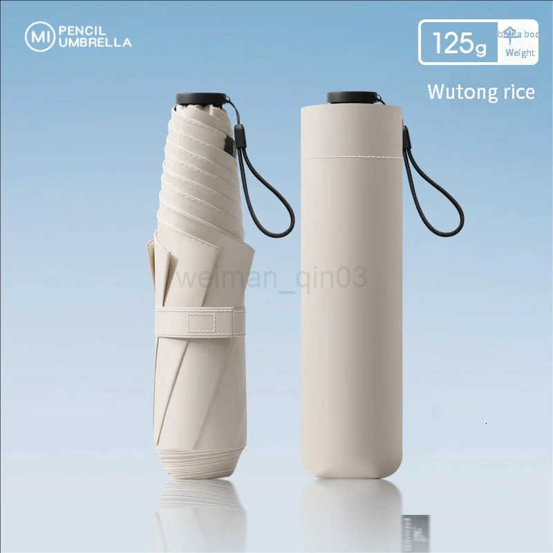 125g Japanese ultra-light portable sun umbrella sun protection and ultraviolet rain dual-purpose 3-fold 6-bone pencil umbrella f H260314