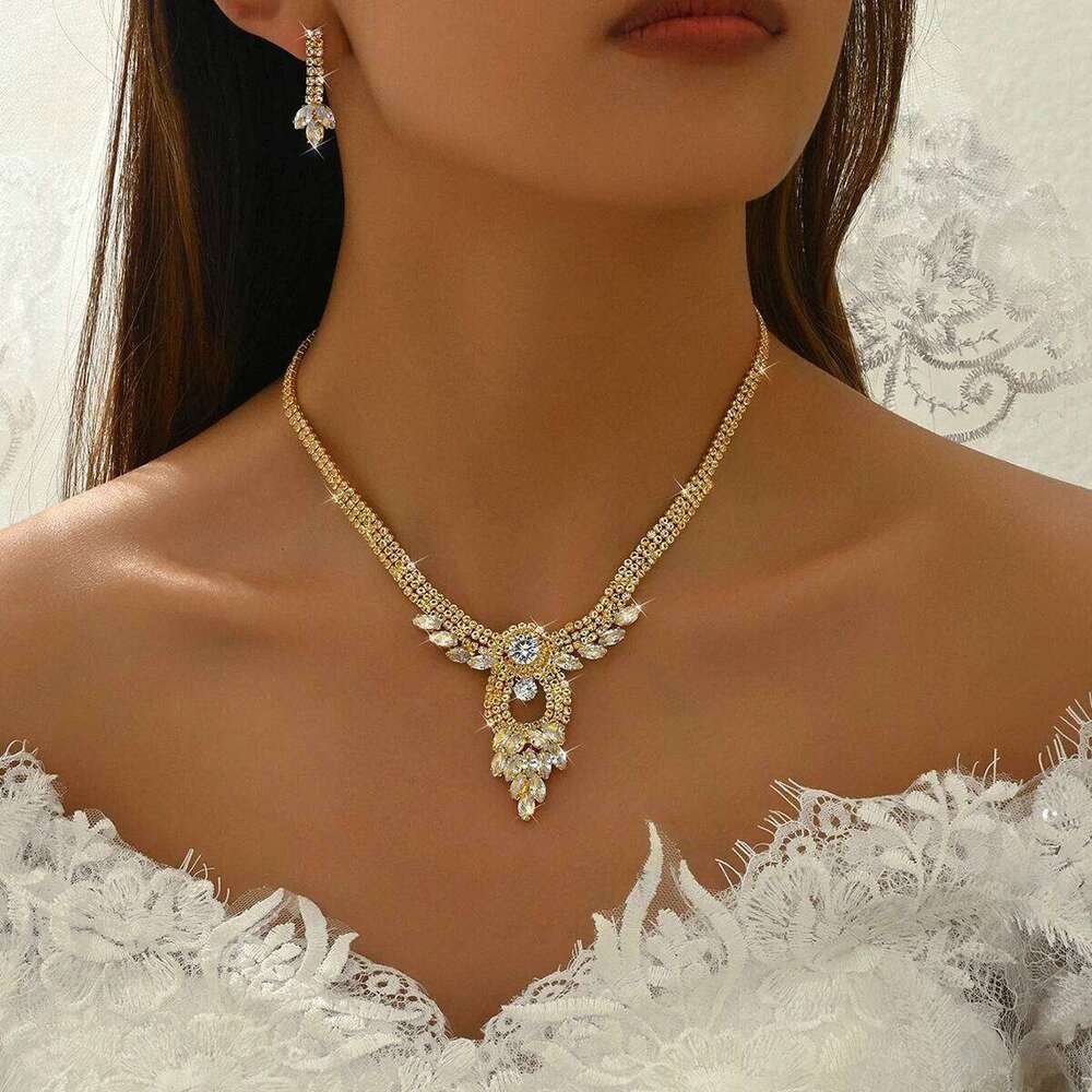 Bridal Fashion Angel Wings Water Drop Design Necklace Earrings Bracelet Ring Set Light Luxury Style Jewelry Z260313