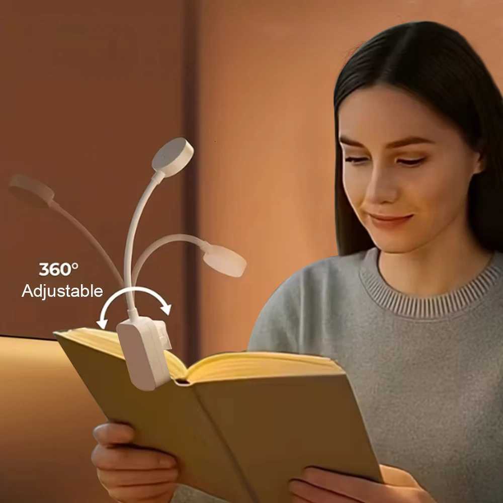 Runtow LED Clip On Book Light Portable Reading Light Battery Powered 3 Color Eye Protection Stepless Dimmable Mini Desk Lamp Y260314