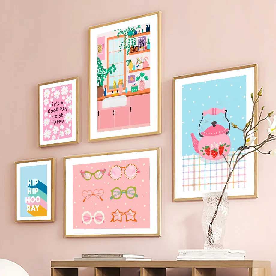 Colorful Flower Bottle Eyes Cherry Plant Wall Art Canvas Painting Nordic Posters And Prints Pictures for Living Room Home Decor D260314