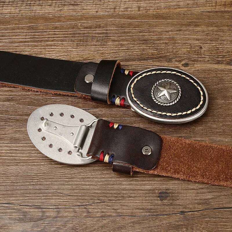 3.8CM Pure High Quality Genuine Leather Belts for Men Strap Male Thickened Head Layer Cowhide Smooth Buckle Jeans Cintos Z260226