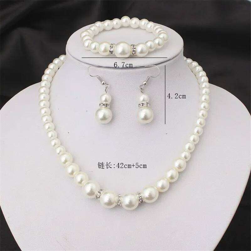N308 Wedding Engagement Women Simulated Pearls Set Necklace Earrings / Bracelets Fashion Jewelry For Lady Party Gift Z260313