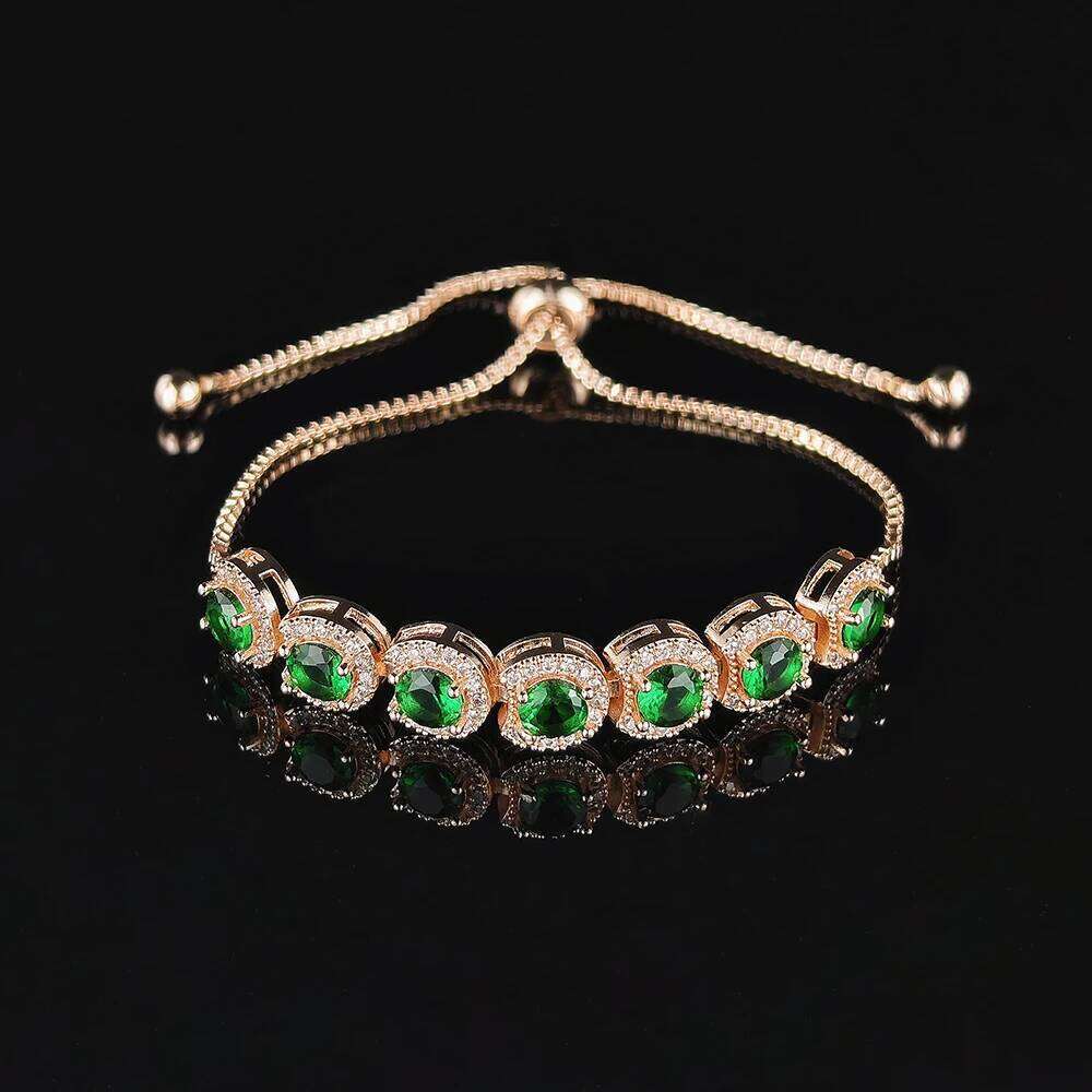 Luxury Green Pink Rose Gold Silver Color CZ Bracelet Bangle for Wedding Women on Hand Gift Jewelry Wholesale Bulk S5243bb Z260313