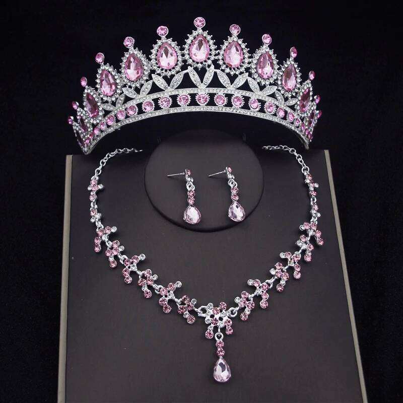 Princess Bridal Tiaras Jewelry Sets for Women Crown and Earring Necklace Set Birthday Party Wedding jewelry Bride Accessories Z260313