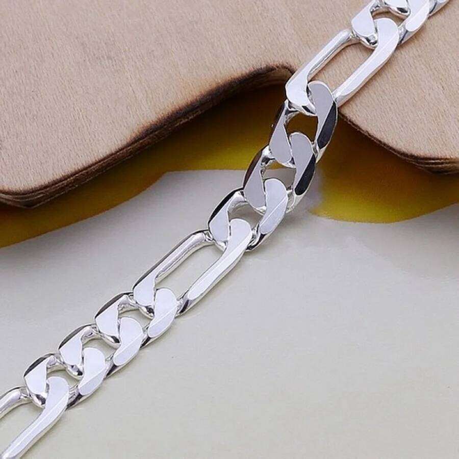 925 Sterling silver 6mm chain Wedding nice gift solid for men women Jewelry fashion beautiful Bracelet 20cm 8inch Z260313