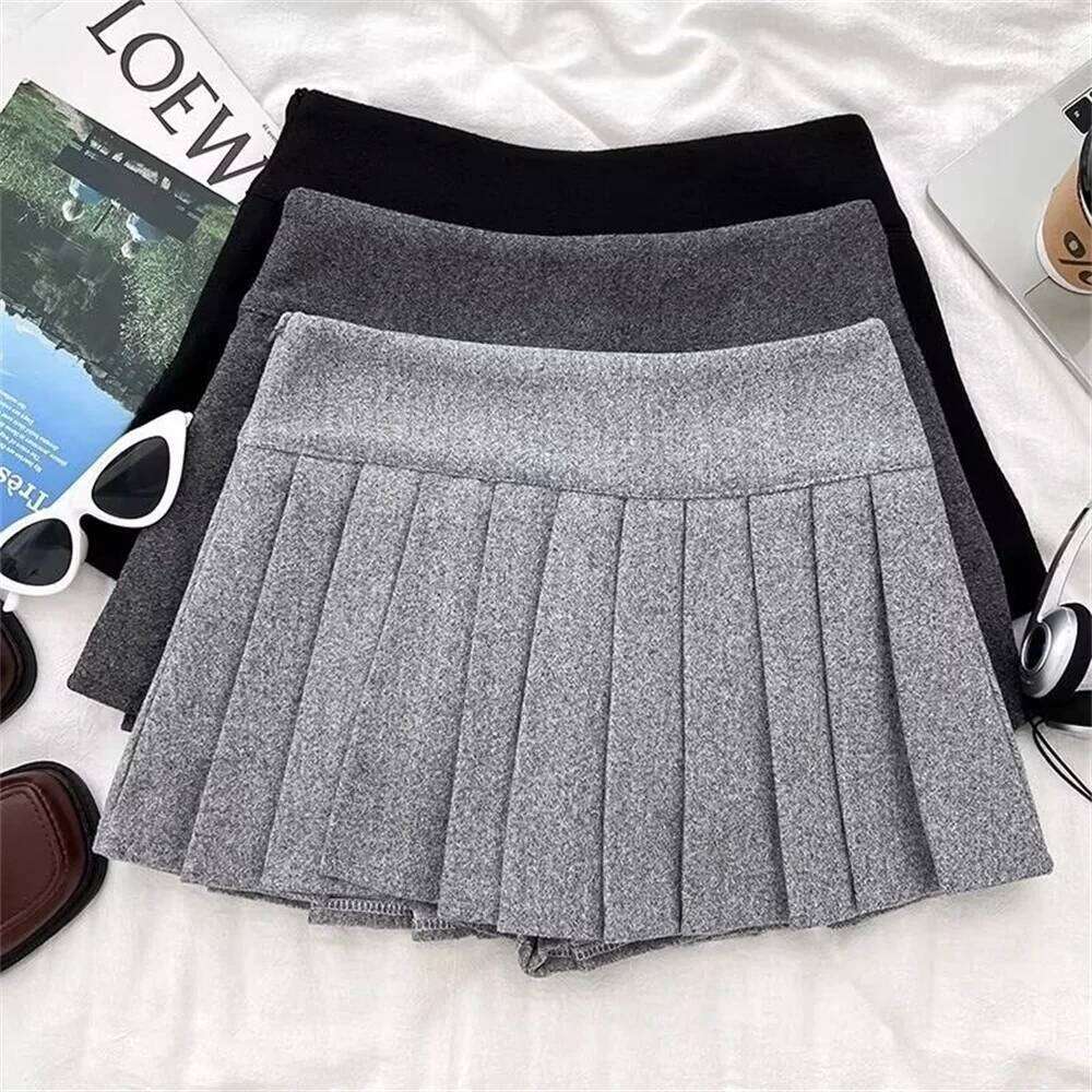 Women Solid New Vintage High Waist Belt A-line Slim Bodycon Skirt Spring Autumn Simple Office Ladies Mini Skirts Z260314