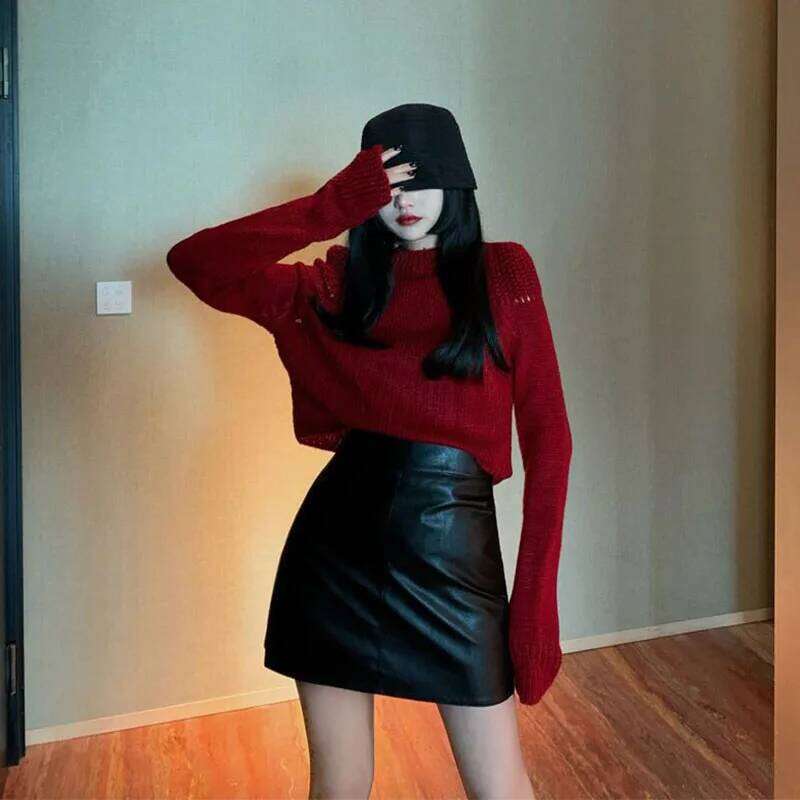 Autumn Winter Women's PU Skirt 2025 New Korean Fashion Slim High Waist Mini Ladies Sexy Bodycom Leather Skirts Z260314