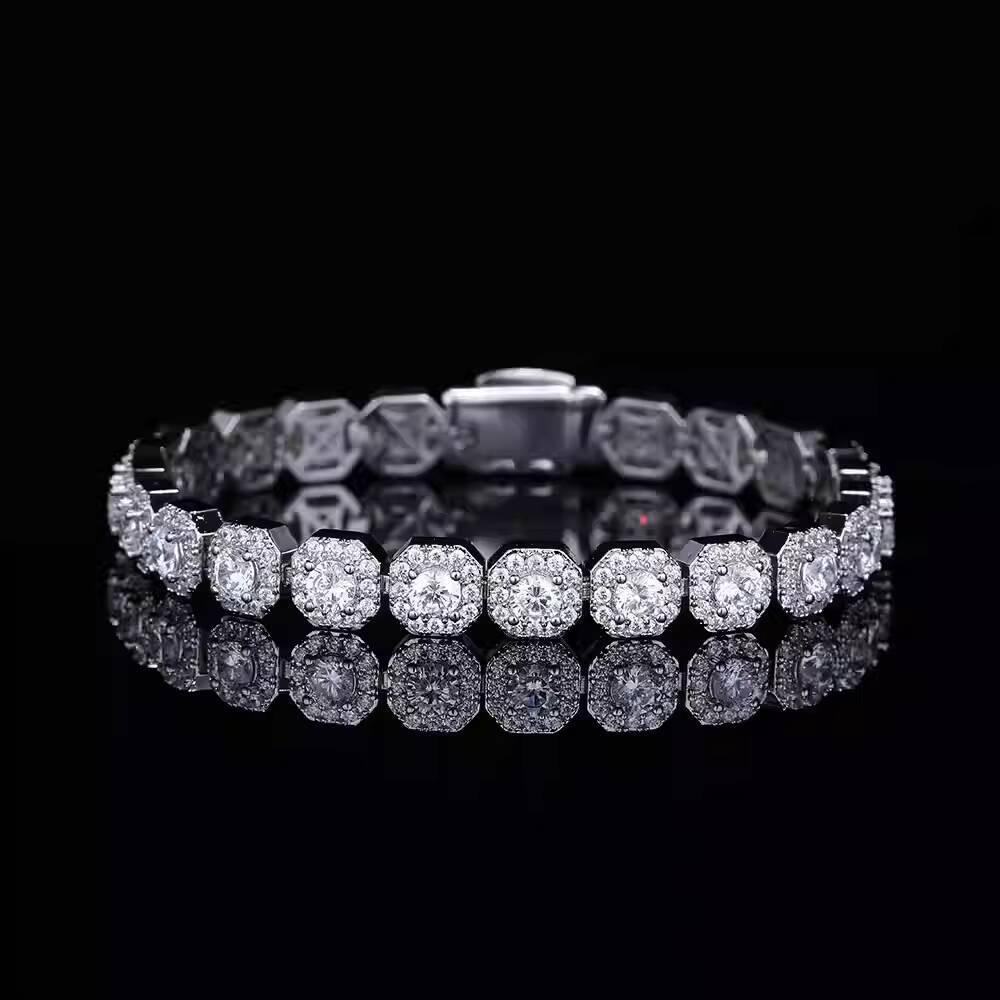 Full Ice 5mm Moissanite Candy Link S925 Silver Plated 18K Gold D Color VVS GRA Certified Sparkle Hip Hop Jewelry Bracelet