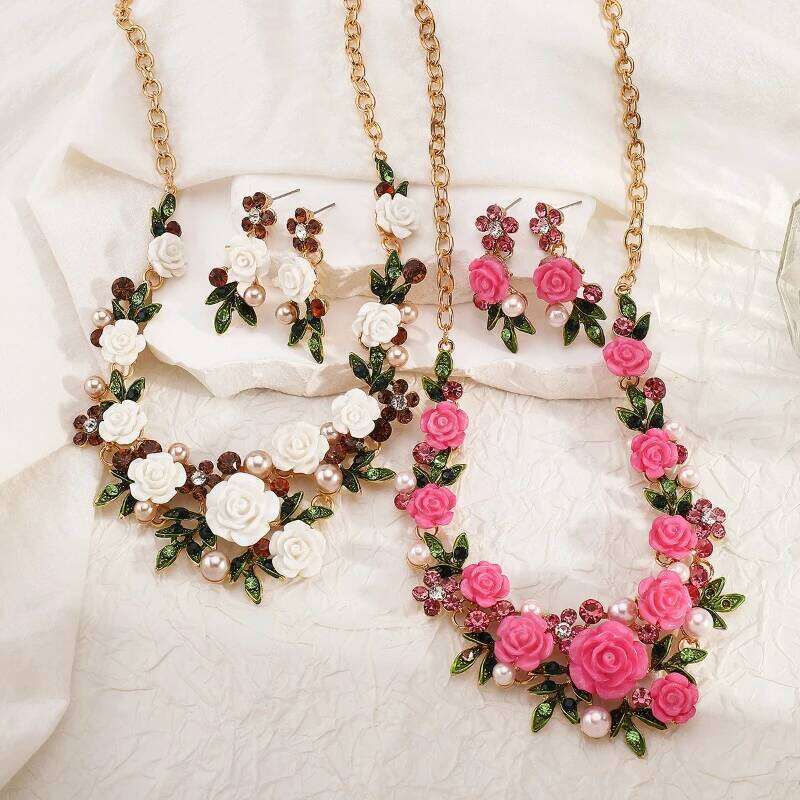 Flower Pearl Necklaces Earrings Bracelets Sets Alloy Woman High End Versatile Necklace Earring Bracelet Charm Jewelry Set Z260313